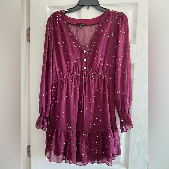 Burgundy dress with gold flecks - Picture 1 of 4